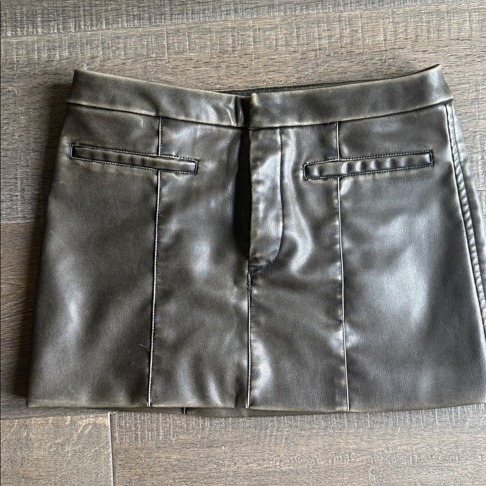 Brown Zara Faux Leather Mini Skirt